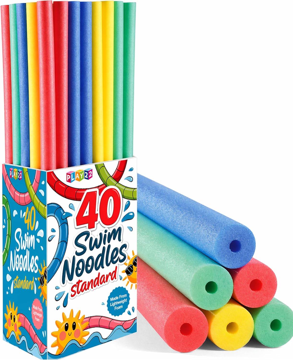 Foam Pool Noodle - Lot de 40 tubes flottants en