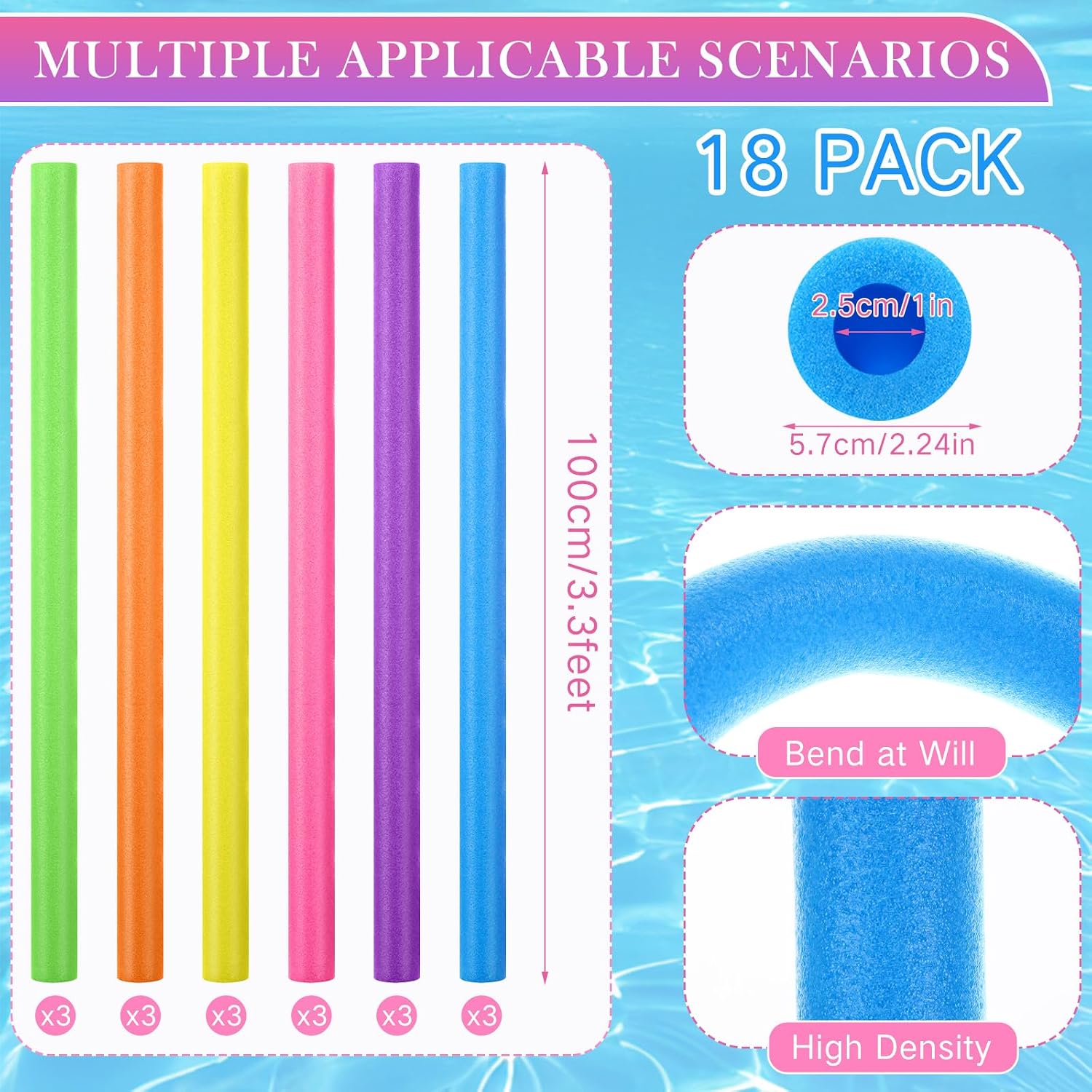 Lot de 18 flotteurs de piscine - Foam Pool Noodle avis et prix